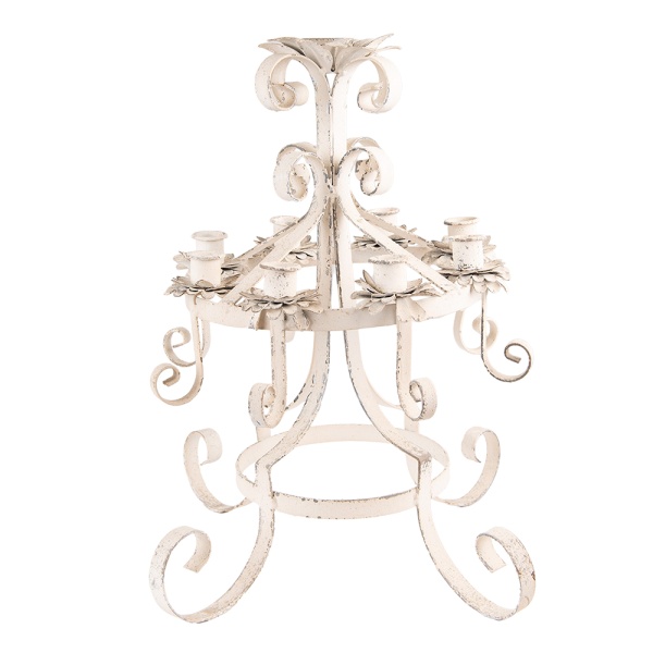 Suport lumanari, bej, din metal, aspect vintage, Ø41x43 cm
