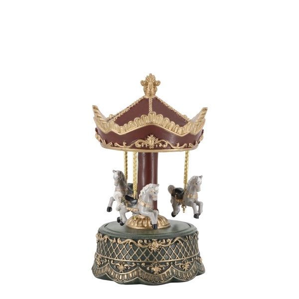 Cutie muzicală carusel din rășină, pictată manual, „Noël Music Box”