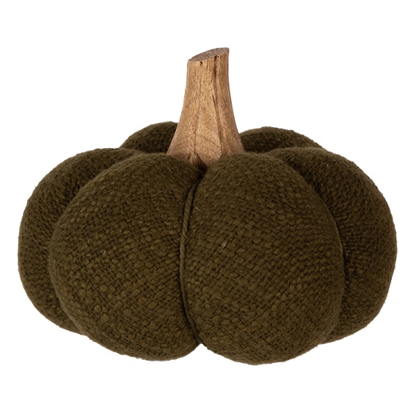 Dovleac decorativ, verde, din stofa, H13 cm