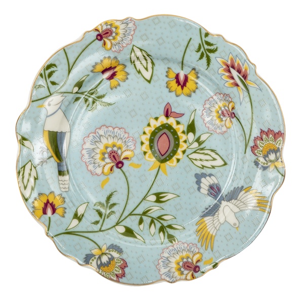 Farfurie albastra, din ceramica, cu motive florale Ø20 cm