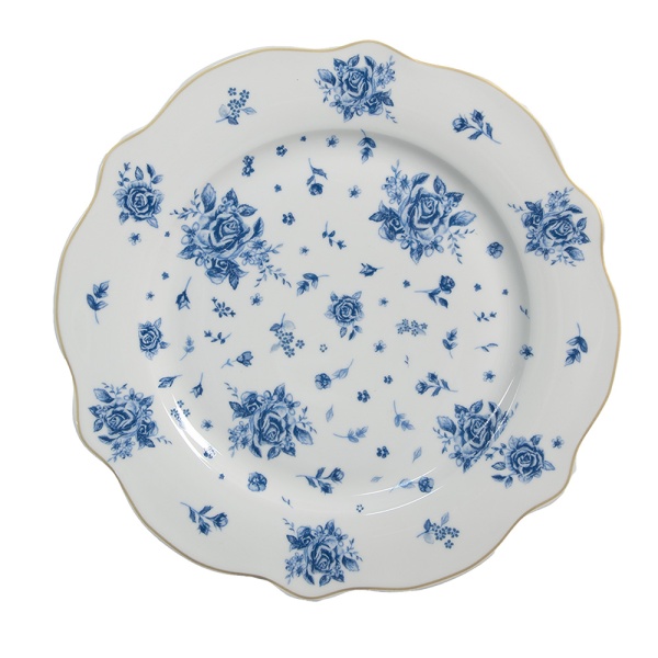 Farfurie albastra, din portelan, Ø20 cm Blue Roses