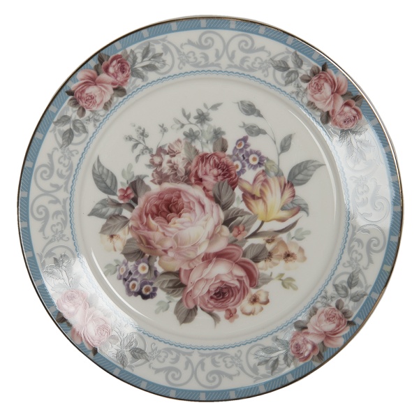 Farfurie din portelan, cu motive florale, Ø 21 cm, Roses