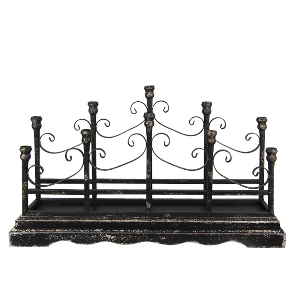 Sfeșnic vintage din fier forjat negru, 79x18x46 cm