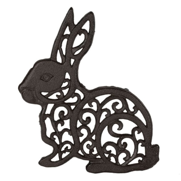 Suport din fontă pentru vase fierbinți „Lapin Basse-Cour”, model iepure, maro, 19,5 x 24,5 cm