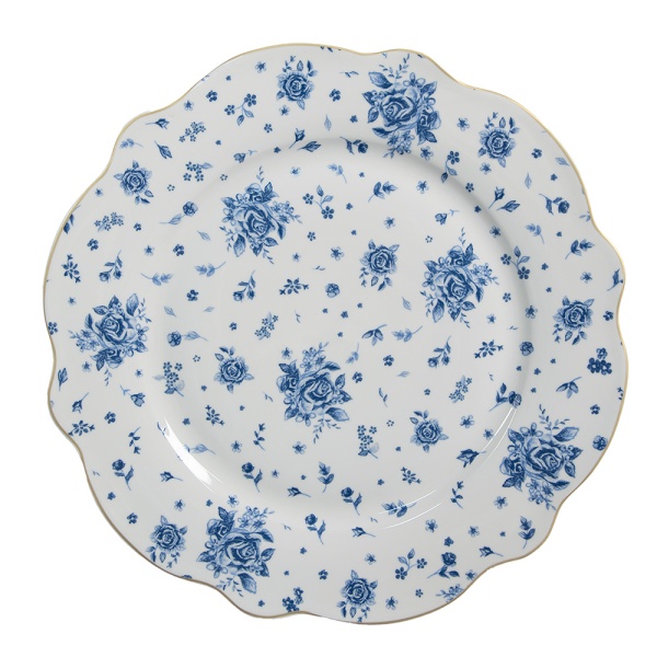 Farfurie albastra, din portelan, Ø27 cm Blue Roses