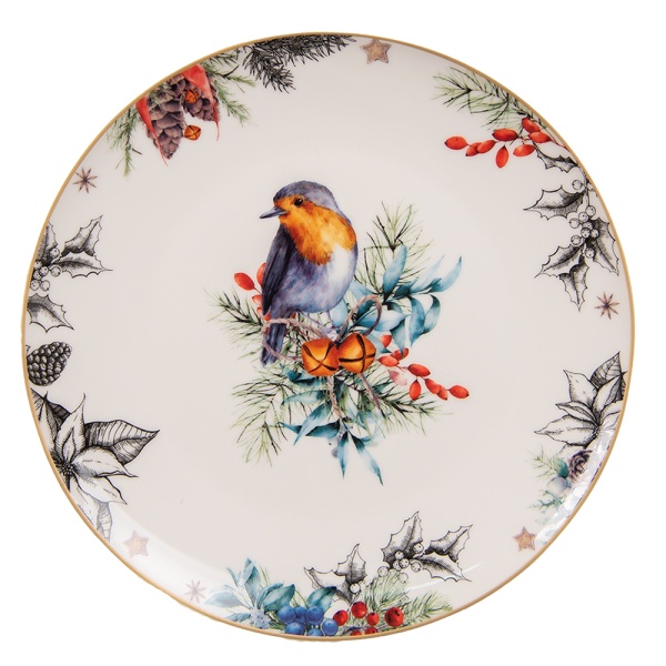 Farfurie alba, din portelan, Ø20 cm, Bird