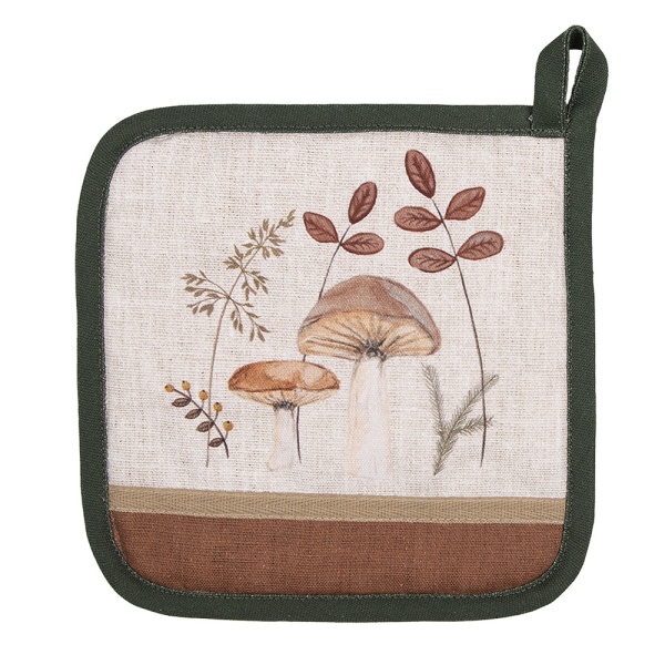 Suport termic, potholder, bej, din bumbac 20x20 cm, Mushrooms
