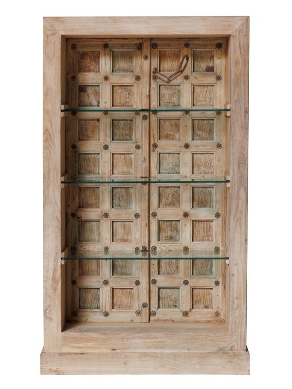 Bibliotecă din lemn masiv de mango și teak, cu aspect rustic, Bramatis