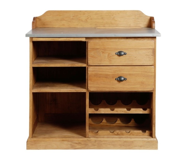Comoda bar din lemn de pin, aspect rustic, Terroir