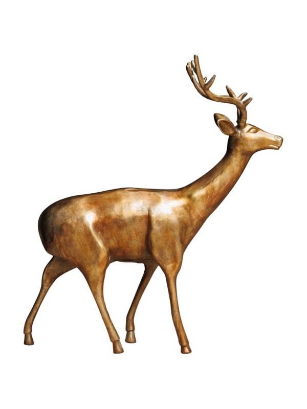 Decorațiune cerb auriu din aluminiu, H91/L68/l39 cm