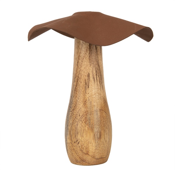 Decoratiune din lemn si metal, in forma de ciuperca, Ø16x15 cm, Mushroom