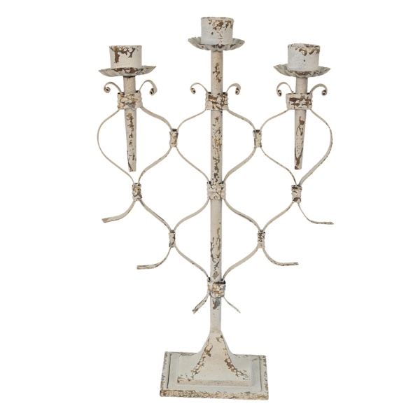 Sfesnic alb, din metal, aspect vintage, 28x12x42 cm