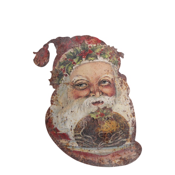 Decorațiune de perete din metal, finisaj antichizat, H49,5 cm, „Vintage Santa”