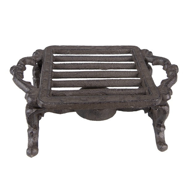 Incalzitor de ceai, cu suport de lumanare, maro, din metal, aspect vintage, 19x12x7 cm, Tealights