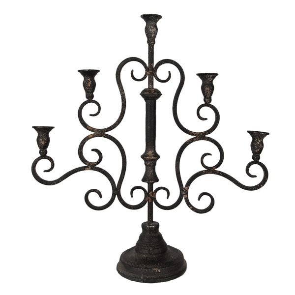 Sfesnic negru, din metal, aspect vintage, H49 cm, Hold