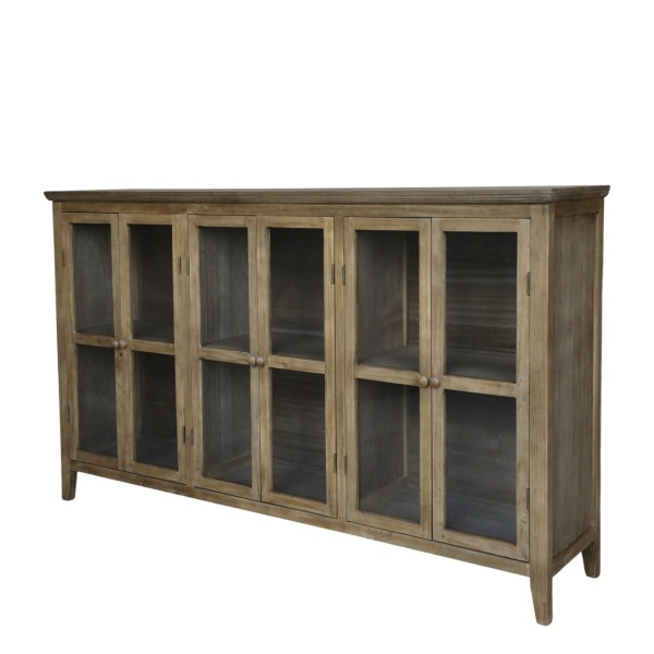 Bufet din lemn masiv, cu 6 usi, aspect rustic