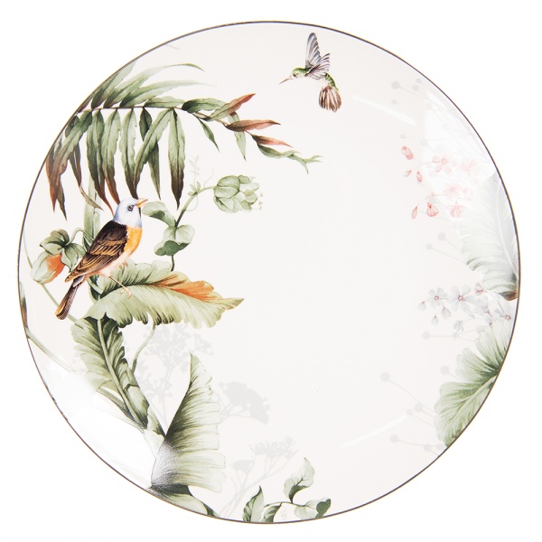 Farfurie alba, din portelan, design pasari, Ø 26 cm, Birds