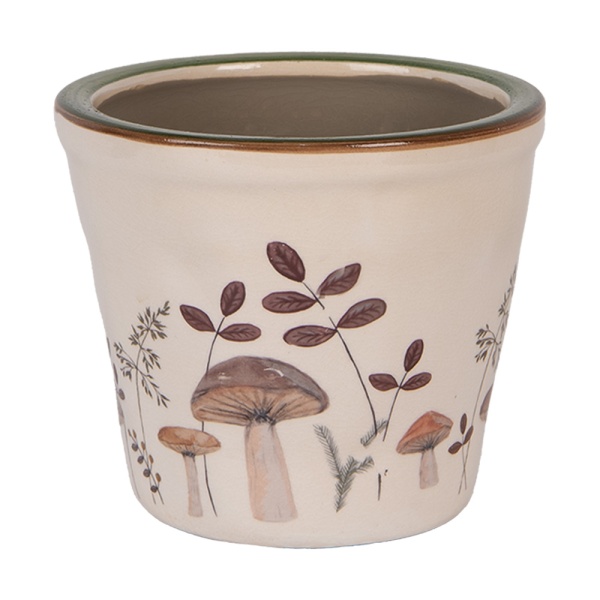 Ghiveci bej, din ceramica, Ø12x11 cm, Mushrooms