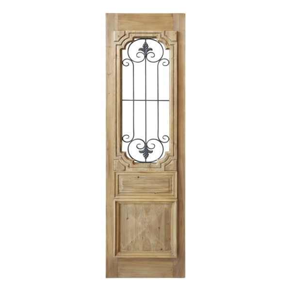 Panou decorativ din lemn sculptat , cu insertii metalice, H165/L56,5/W5,5 cm