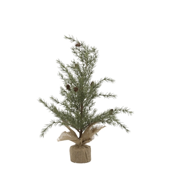 Pin artificial decorativ, cu conuri și bază din iută, H60 cm