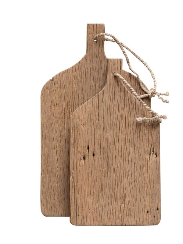 Set 2 platouri rustice pentru servire aperitive, din lemn brut reciclat, „Rustic Boards”