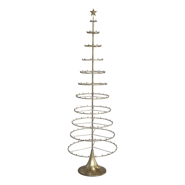 Brad decorativ pentru globuri, din metal, finisaj alamă antichizată, H196 cm