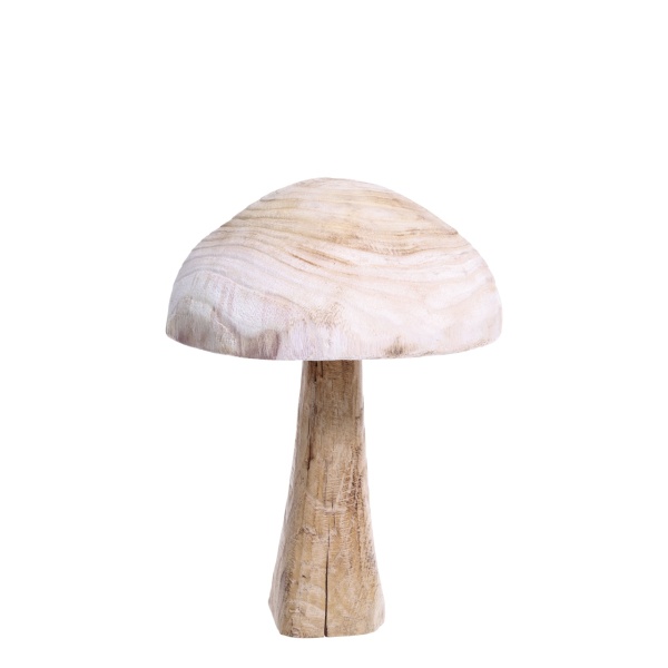 Ciupercă decorativă din lemn de paulownia, H40/D30 cm