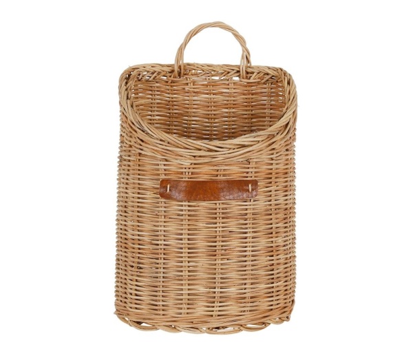 Coș de perete din rattan, aspect rustic, H28 cm