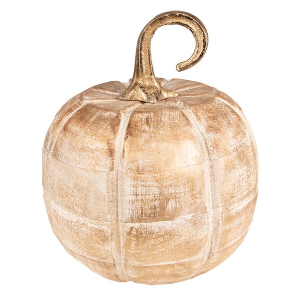 Dovleac decorativ, auriu, din lemn, H18 cm, Pumpkin