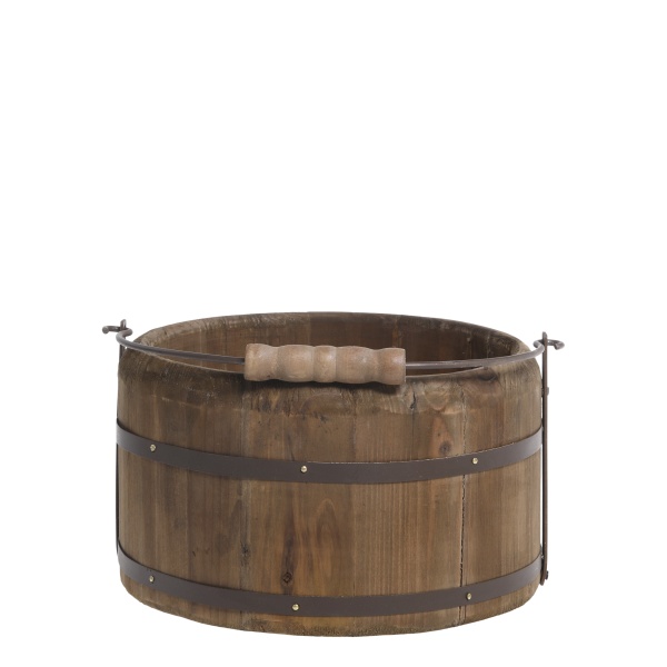 Găleată cu mâner, din lemn reciclat, H13/D23 cm, Grimaud