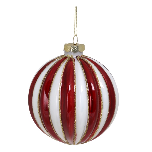 Glob vintage din sticlă pictat manual, D10 cm, „Antique Cherry”
