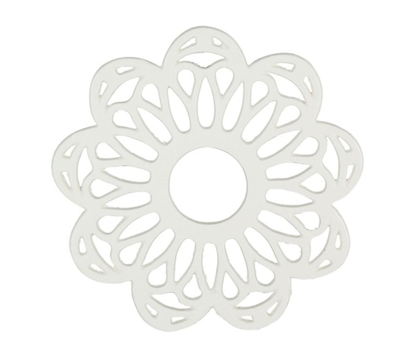 Suport din fontă alb pentru vase fierbinți „Rhodonea”, model floral, Ø20 cm