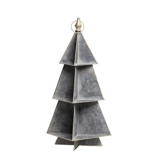 Brad decorativ din metal, finisaj zinc antichizat, H67 cm
