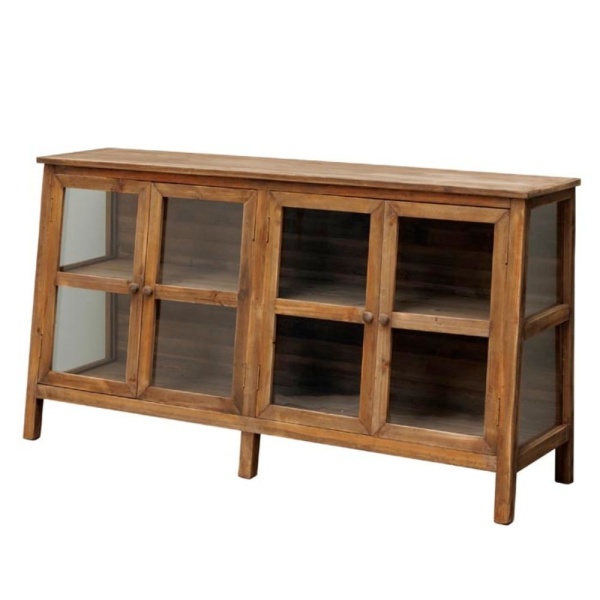 Bufet din lemn masiv si sticla, cu aspect rustic, Laval