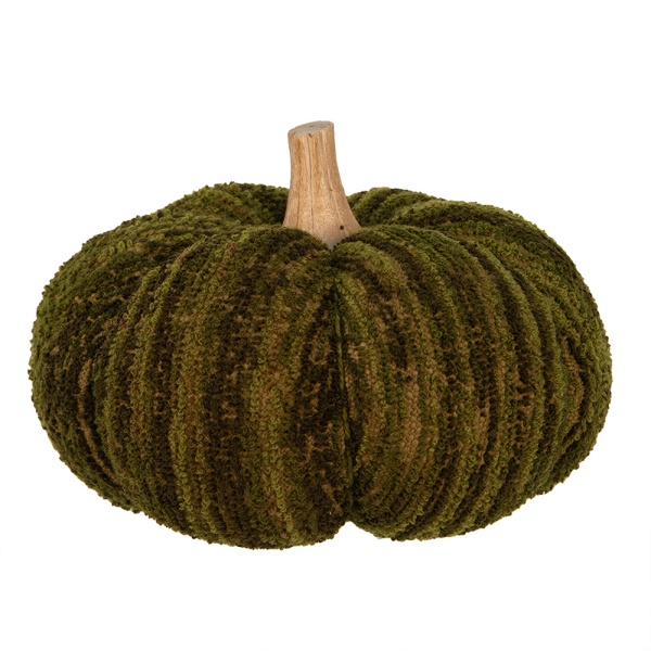 Dovleac decorativ, verde, din material textil, Ø20x14 cm