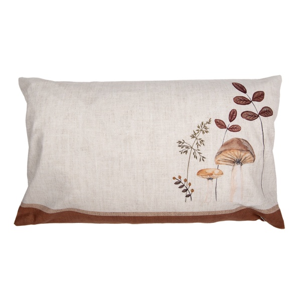 Fata de perna, bej, din textil, 30x50 cm, Mushrooms