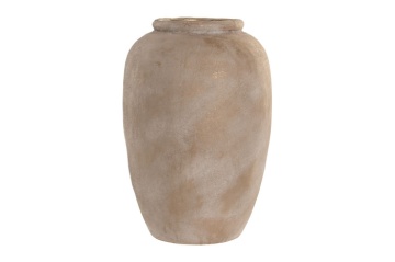 Amforă decorativă, stil rustic mediteranean, culoare maro deschis, din ceramică, „Anfora”