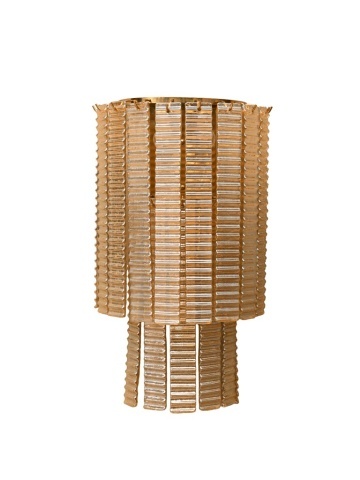 Aplică de perete din sticlă canelată și alamă aurie cu structură piramidală și elemente suspendate în cascadă, 59 × 34 × 20 cm, „Versalia"
