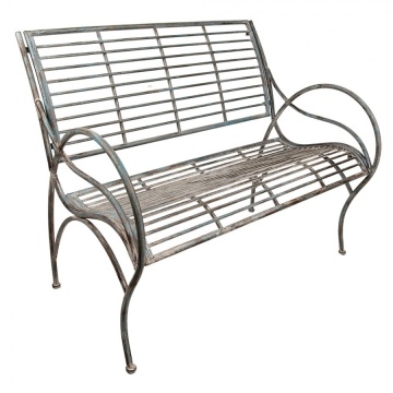 Banca de gradina, gri, din metal, aspect vintage - Img 3