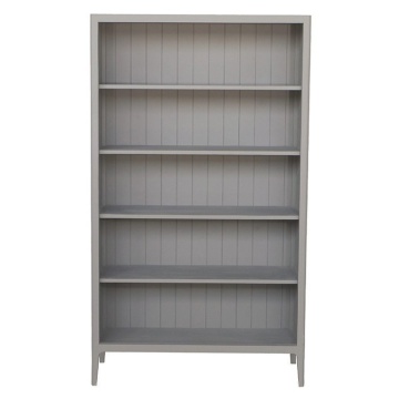 Biblioteca, gri, din lemn masiv, L110 cm, aspect rustic, Ernest