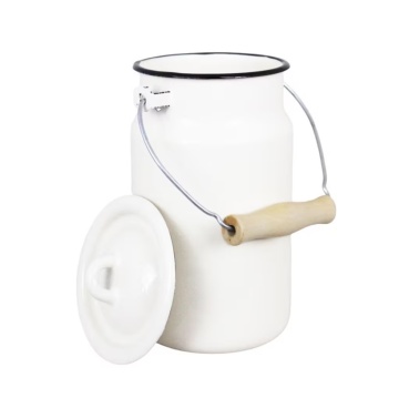 Bidon de lapte mic vintage din email, alb offwhite, Ø14,5×H20 cm, 2L, „Emil's Enamel" - Img 2