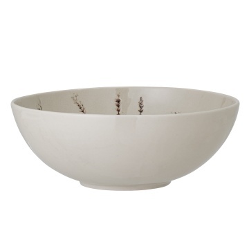 Bol de servire din ceramică, natur, cu ilustrații botanice pictate manual, 30.5x11 cm, „Bea" - Img 3
