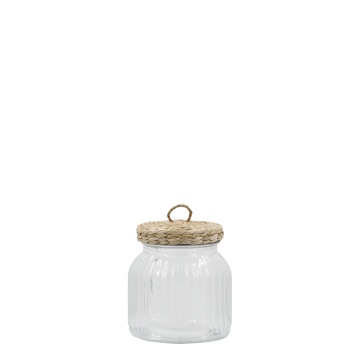 Borcan cu capac din papura, H7/D11cm - 650 ml