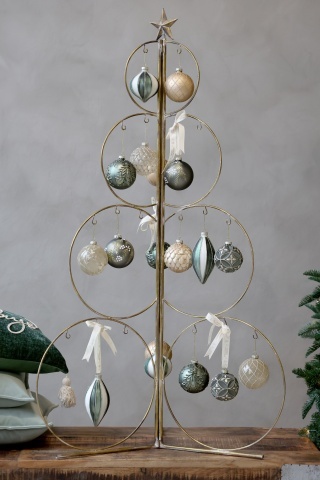 Brad decorativ pentru globuri, din metal, finisaj alamă antichizată, H120 cm - Img 3