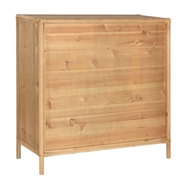 Bufet din ratan și lemn de molid, natur, cu 2 uși, 1 sertar și panouri din ratan împletit, 100 x 100 x 40 cm, „Cajon” - Img 3