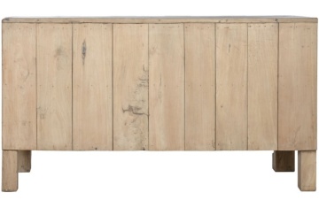 Bufet rustic din lemn reciclat, natur, cu 2 uși, decor sculptat manual și balamale fluture din metal, 92 x 167 x 51 cm, „Rigora” - Img 10