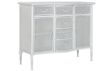 Bufet vintage din metal perforat, finisaj alb antichizat, 101×42×85 cm, „Merej" - Img 2