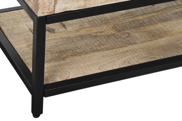 Bufet-vitrină stil industrial din lemn de mango și metal, natur și negru, cu 2 uși vitrate și raft inferior deschis, 100 x 85 x 45 cm, „Arcole” - Img 8