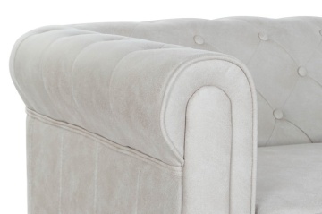 Canapea 2 locuri din stofa si lemn de mango " Covetry White " - Img 3