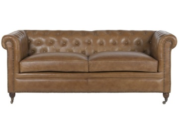 Canapea vintage 3 locuri din piele naturală, „Chesterfield" - Img 2